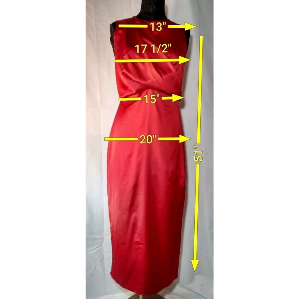 Zara Women Long Satin Effect‎ Draped Style Red Dress Size Medium - Picture 2 of 8
